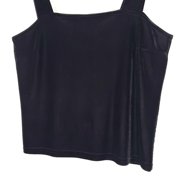 Vtg Y2K Velvet Tank Cami Sm Black Gothic Whimsigoth Coquette Witchy Square Neck - Picture 3 of 9